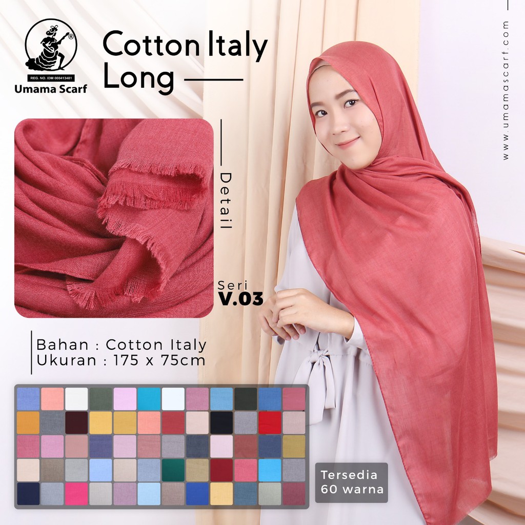 Grosir 10 Pcs Hijab Pashmina Cotton Italy Long Motif Bahan Cotton Italy - By Umama