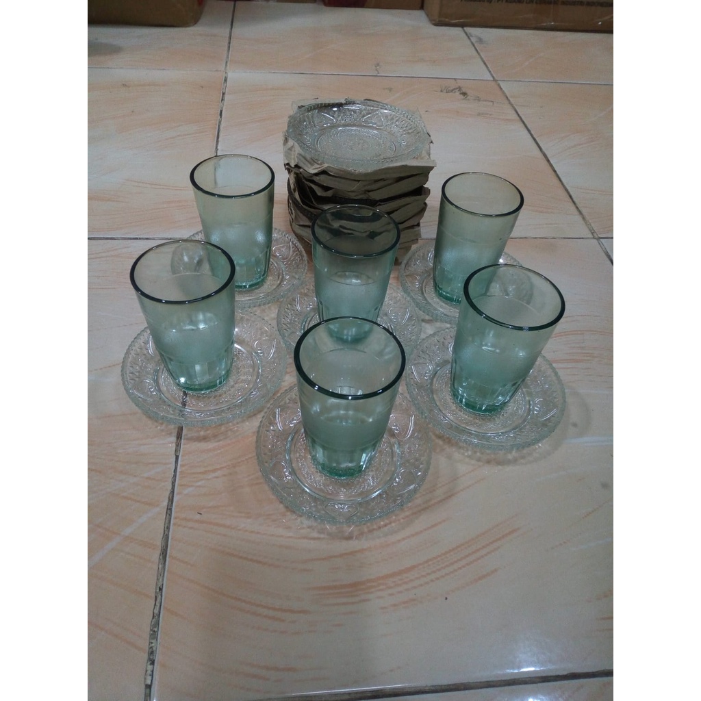 PROMO PAKET SET LEPEK DAN GELAS KACA 6PCS