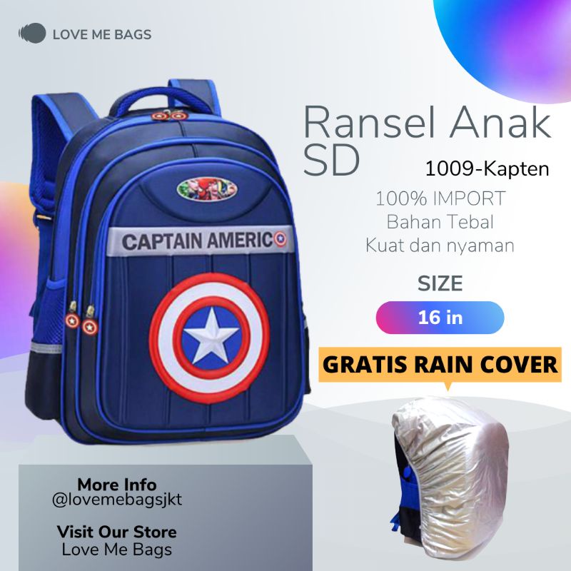 LMB Tas Anak Sekolah Cowok SD Import Gambar Karakter Superhero Viral Bahan Nilon Premium Anti Air