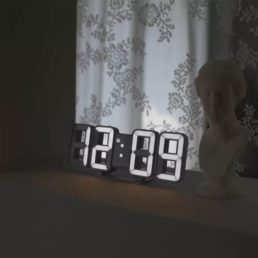 NA - Jam Dinding Digital LED Temperatur Jam Meja Digital Wall Clock DWC1