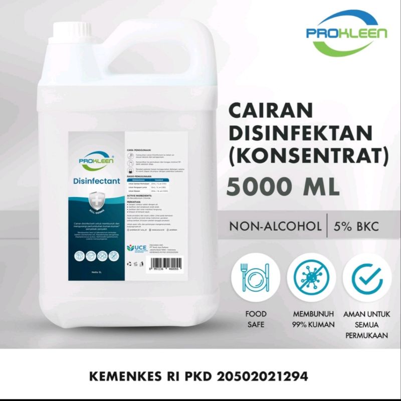 DISINFEKTAN KONSENTRAT DAN SIAP PAKAI PROKLEEN  5 LITER