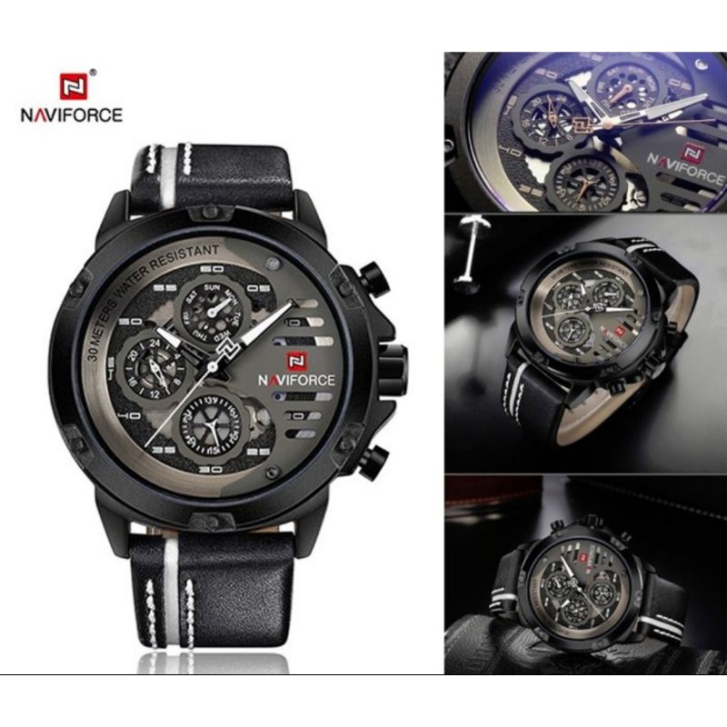 JAM TANGAN PRIA NAVIFORCE ORIGINAL GARANSI 1TAHUN CHRONO AKTIF NF9110(ANTI AIR)