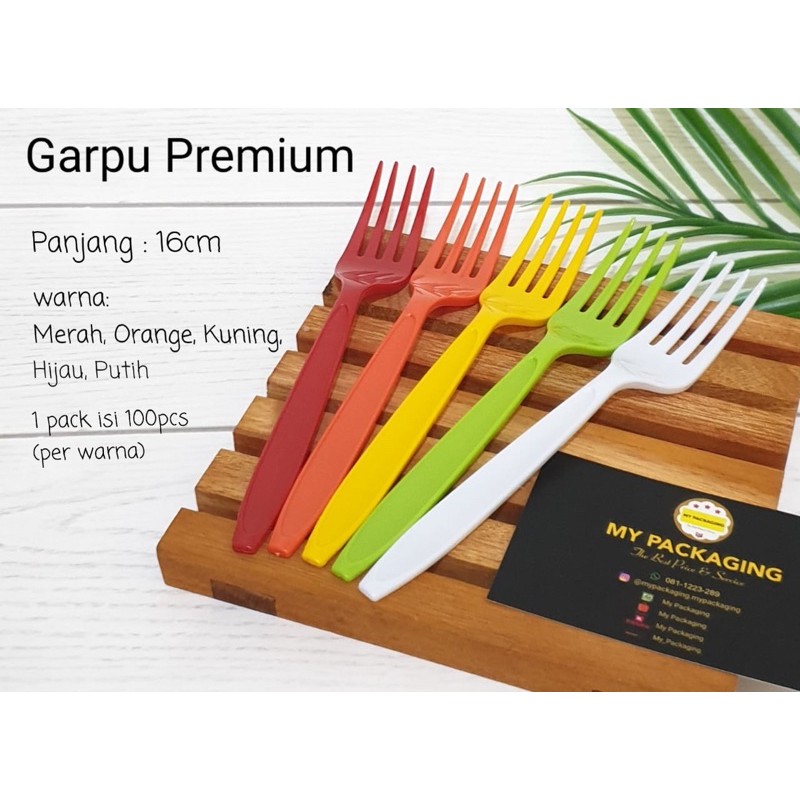 Fork / Garpu Makan Plastik PREMIUM Warna (isi 100 pcs) TEBAL