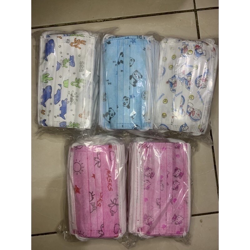 Masker Anak Earloop 3Ply Face Mask Motif Cartoon Kids Child 1 Box isi 50pcs