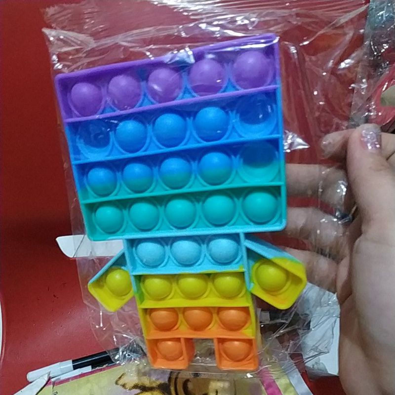 Mainan Pop It Popit Fidget Push Bubble Penghilang Stress Murah-Robot Colourful RAND