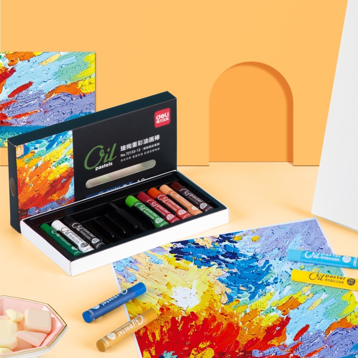 

PASTEL-DRY-OIL- DELI OIL PASTEL PROFESIONAL 12/24/36 WARNA HASIL LEBIH TEBAL 72133 - 12 WARNA -OIL-
