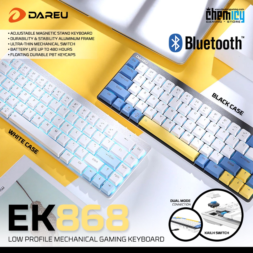 Dareu EK868 Low-Profile Wireless Bluetooth Mechanical Gaming Keyboard