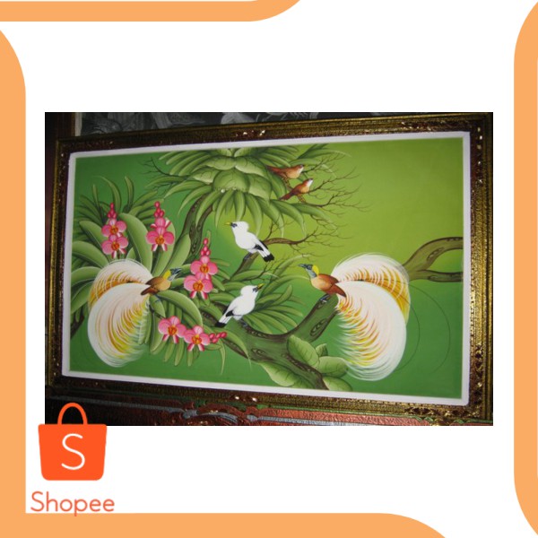 Unik Lukisan Burung Asli Bali Background Hijau Ukuran Besar perkakas 20J21 Diskon