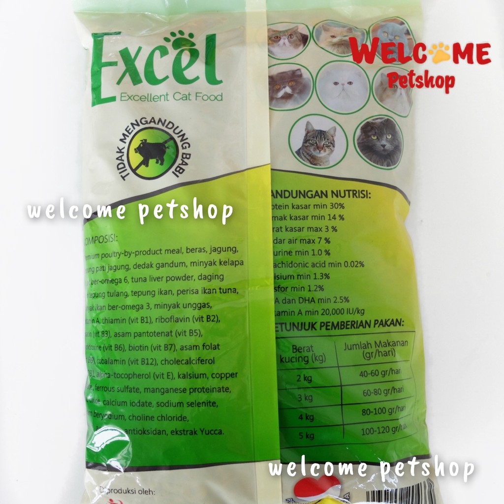 MAKANAN KUCING EXCEL 500GR - Dry Cat Food / Makanan Kucing Kering