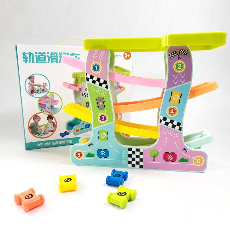 Mainan Anak Mobil Luncur Sliding Car Track Wooden Paten - Mainan Mobil Track