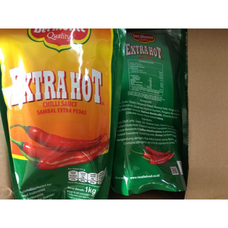 Saus Sambal Extra Hot Pedas Delmonte 1 kg Standing Pouch