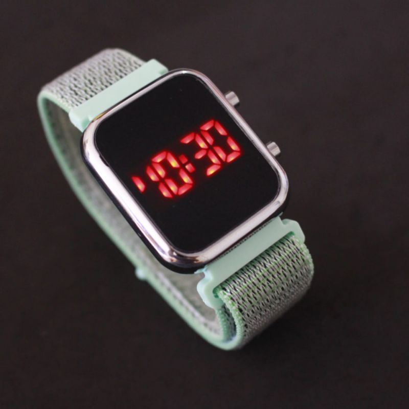 JAM TANGAN WANITA PRIA LED WATCH DIGITAL CANVAS NYLON STRAP GROSIR MURAH