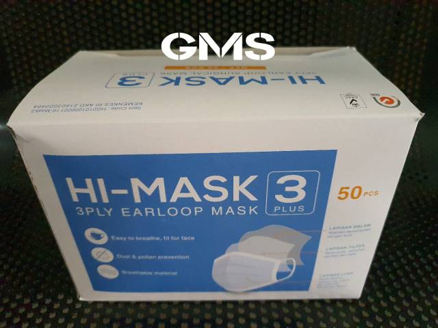 Masker 3 Ply Earloop Dan Hijab / Surgical Mask 3 Ply Merk Hi - Mask Per Box isi 50 Pcs