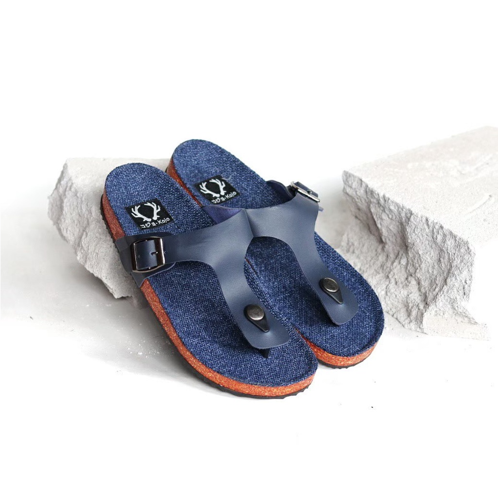 KENICHI I NAVY ORIGINAL x KOJO Sandal Jepit Biru Dongker Pria Sendal Casual Simple Jalan Santai Harian Hangout Main Kondangan Kerja Formal Lebaran Flip Flop Remaja Dewasa Bapak Bapak Orang Tua Semi Kulit Premium Distro 1 01 Footwear Keren Terbaru Branded