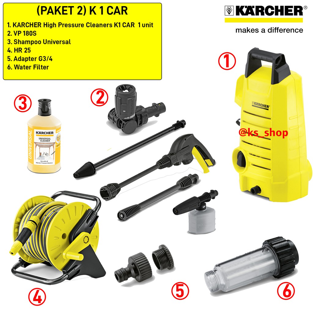 Karcher | Paket K 1 Car Complete Set | Mesin Steam Cuci Mobil & Motor