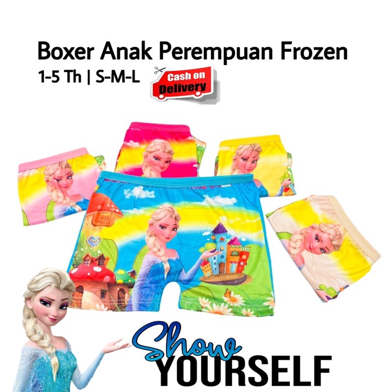 CD Celana Dalam Boxer Anak Perempuan 1-5 Tahun Bahan Katun / Bokser Anak Celana Dalam Bayi Frozen