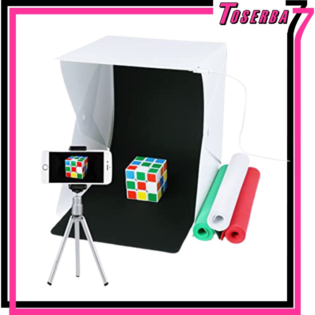 Studio Mini Untuk Foto PRODUK Online / Mini Photo Studio Portable Magic Box with led