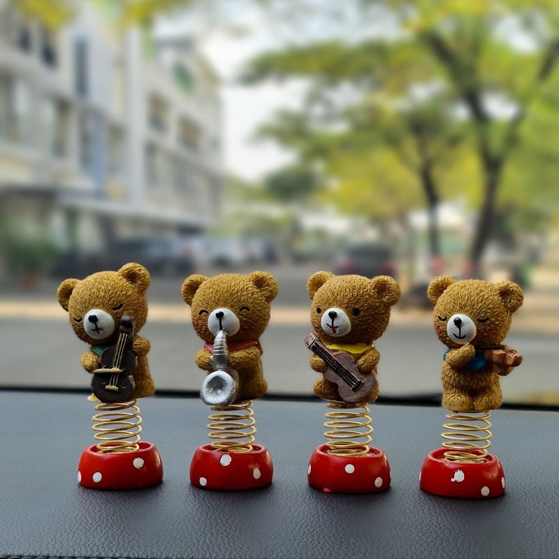 Pajangan Mobil Teddy Bear 4 in 1 Model Goyang | Hiasan Dekorasi Dashboard Premium