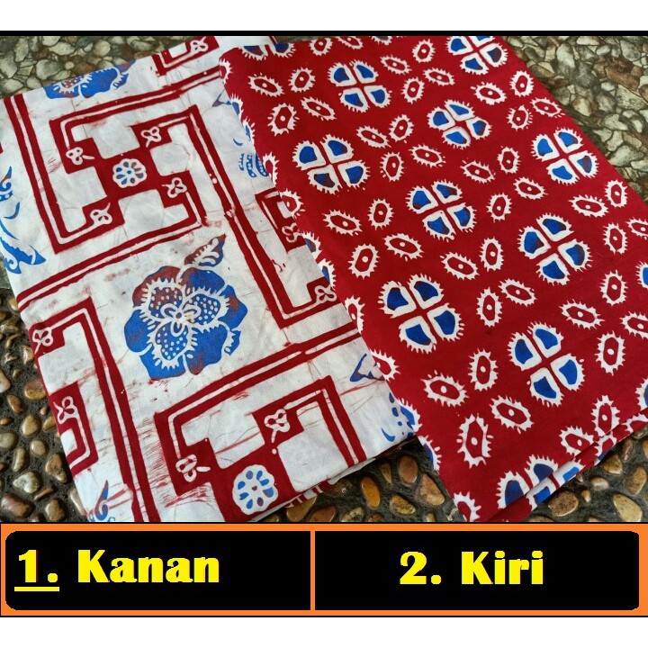 Kain Batik solo kembangan biru ndol merah biru seragam SKS