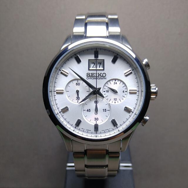 Seiko Quartz SPC079P1 Chronograph White Dial - Jam Tangan Pria SPC079