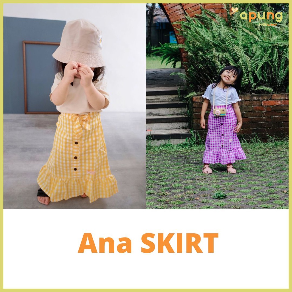 (Capung Kidswear) Rok Anak Kotak ANA SKIRT Rok Kotak Korea Katun (2-5 Tahun)