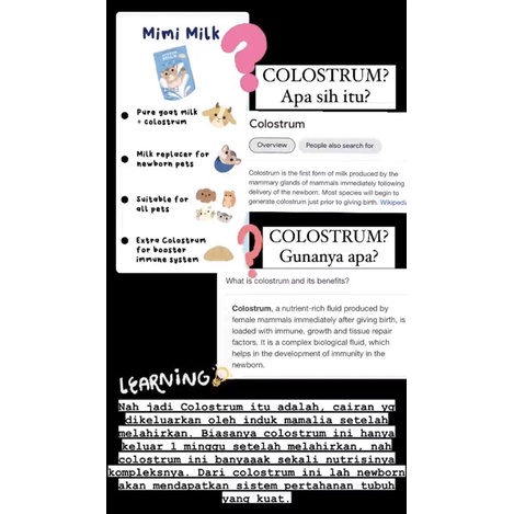 MiMiMilk, Goat Milk + Colostrum, Best Milk Replacer for Newborn Pet, Sugar Glider, Susu Kambing