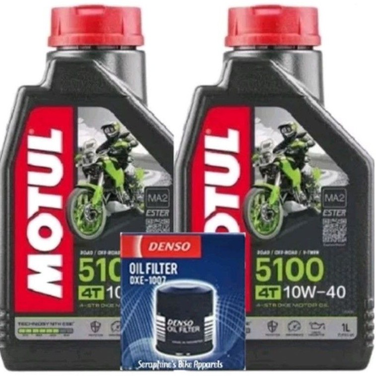 HANYA UTK PENGIRIMAN DALAM PULAU JAWA SAJA  PAKET MOTUL 5100 10W40 2x1L + FILTER OLI DENSO - FOR KAW