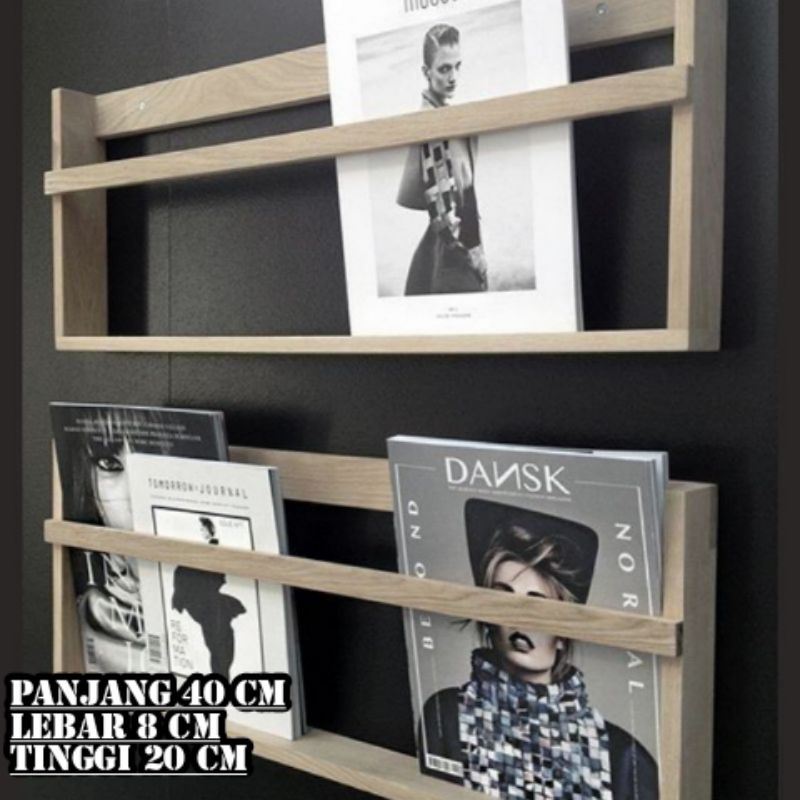 rak buku tempel / rak buku dinding / rak buku kayu