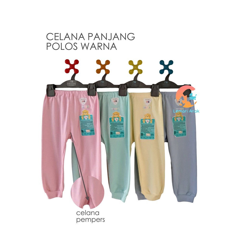 LIBBY Celana  Panjang Bayi Polos Warna  S M L 6 24 Bulan 