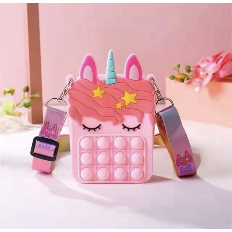 Tas Pop it Unicorn - Tas Anak Lucu Unicorn + Tali