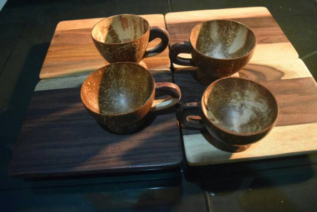 Cangkir gagang batok kelapa gelas batok kelapa tempurung kelapa klasik