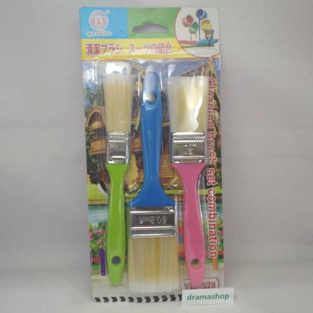 

Kuas Cat Paint Brush bulu gagang plastik serba guna set 3pcs