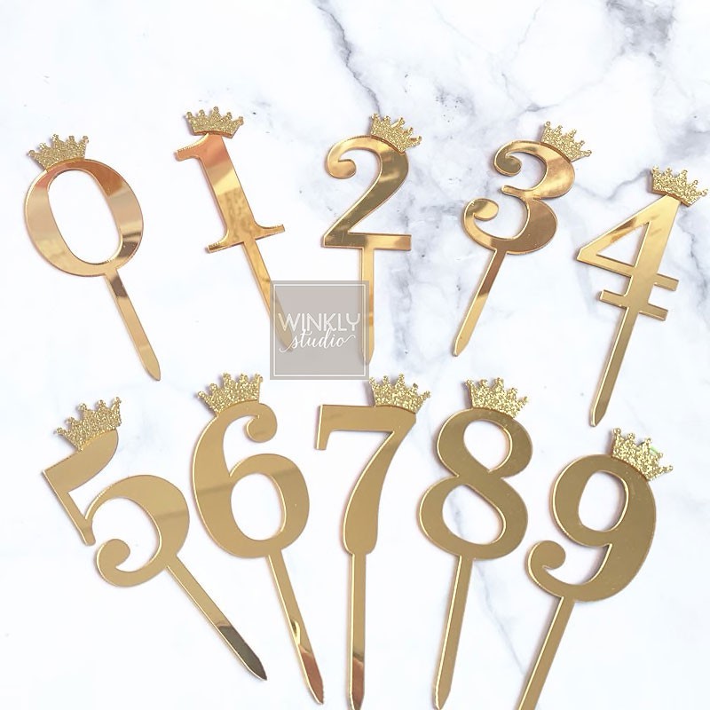 Cake Topper Akrilik Angka / Topper Kue Umur Usia Ulang Tahun / Number Acrylic Topper