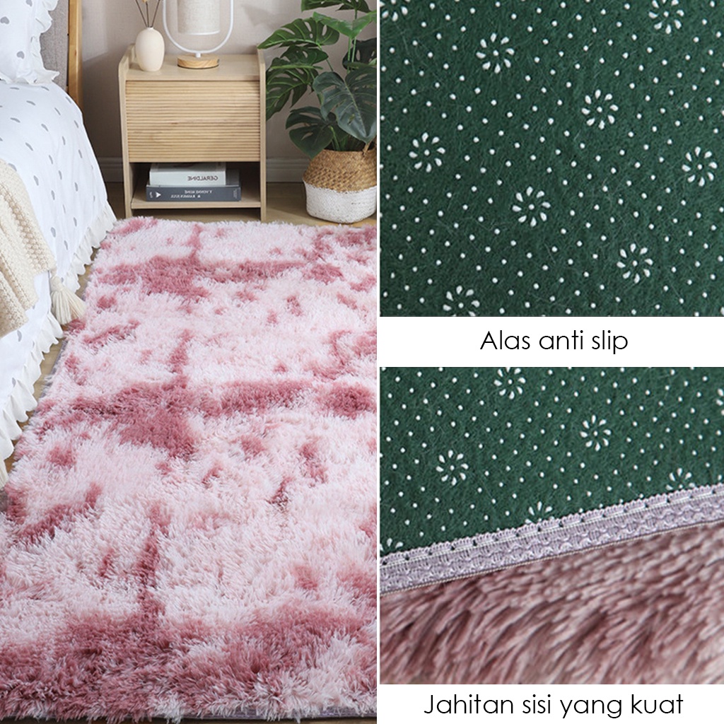 Karpet Bulu Anti Slip / Karpet Bulu Tebal Murah / Karpet Bulu Kekinian Minimalis / Karpet Bulat BerMotif Karpet Bulu Lantai Ombre Lembut (DD-3B)