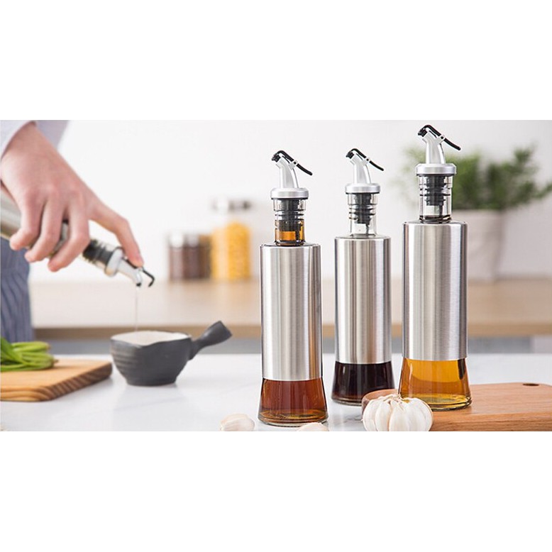 350 Botol Kaca Stainless cocok untuk minyak goreng , wine , bumbu serbaguna