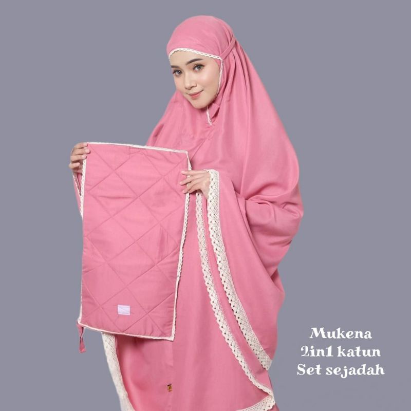 Mukena traveling dewasa katun tas jadi sejadah