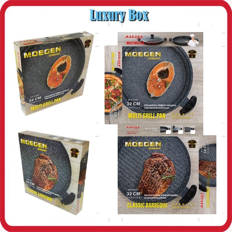Moegen Germany Multi Grill Pizza Roaster BBQ Barbeque Pan 32cm Granite Series Plus Kaca / PIZZA PAN ANTI LENGKET / PEMANGGANG PIZZa Multi Grill Pan Premium