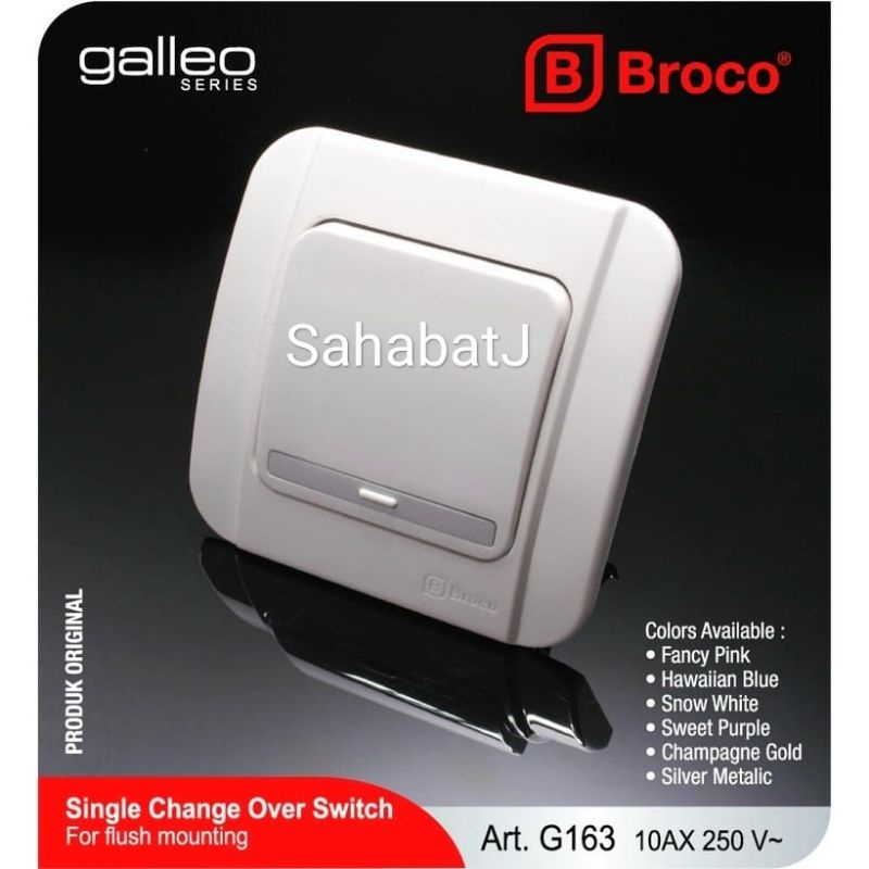Broco Galleo IB Saklar Engkel Putih G161 / Galleo Saklar Tunggal