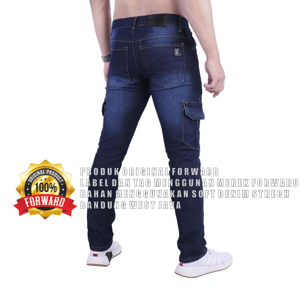 Forward System Celana Cargo Pants Pria Jeans Reguler Loose fit Standard Denim Washed Lanzclothing
