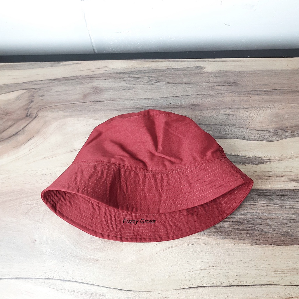 Topi Bucket Hat Polos Logo Pria Wanita Dewasa
