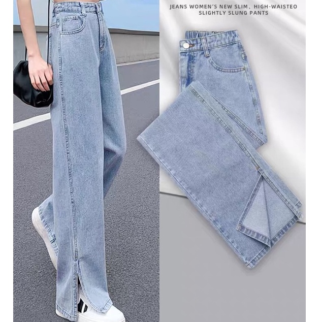 【SALE】Korean Casual Split Long pants Jeans Celana Panjang Jeans  Belah Samping  2150 (S/M/L)