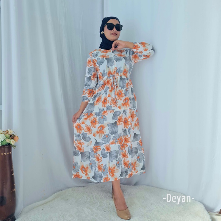 DEYAN - Rossida dress // gamis katun rayon motif-1