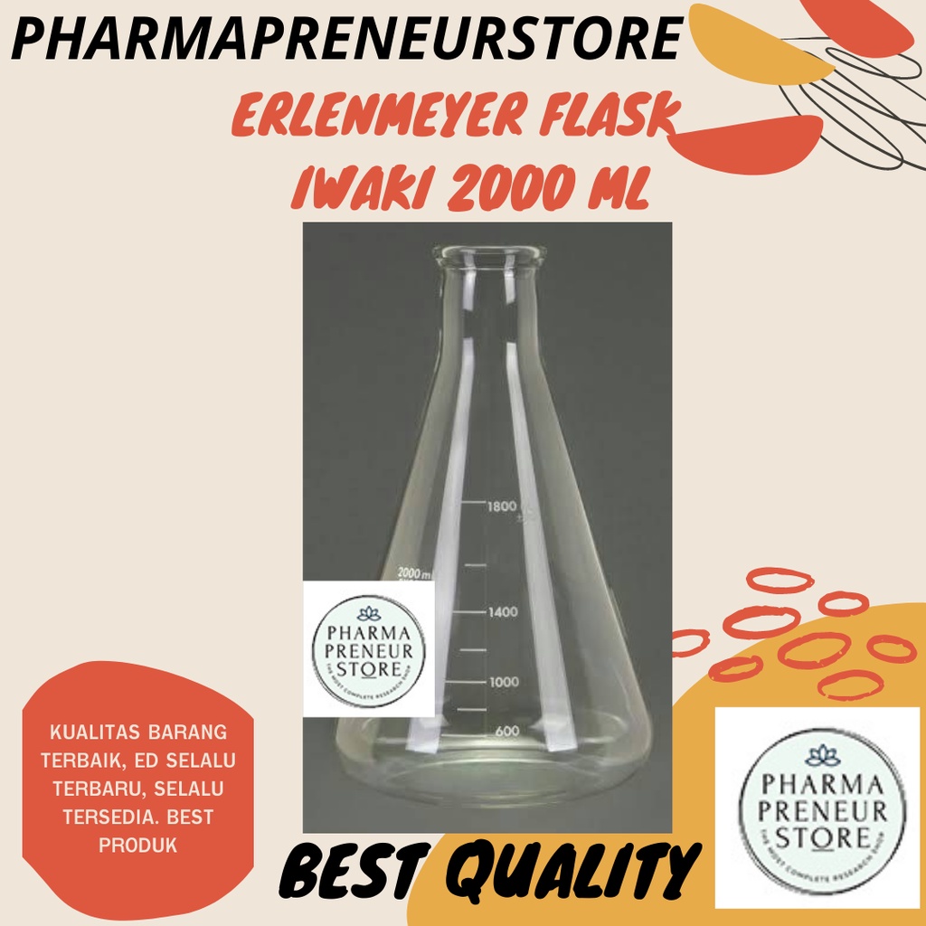 ERLENMEYER FLASK IWAKI 2000 ML / 2 LITER 4980FK2000 BEST PRODUCT BEST QUALITY