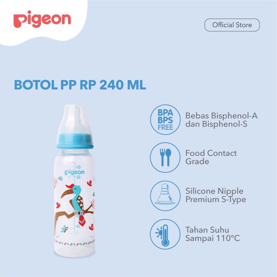 PIGEON BOTOL PP RP 240 ML BURUNG RANGKOK W/ S TYPE SILICONE NIPPLE 010850