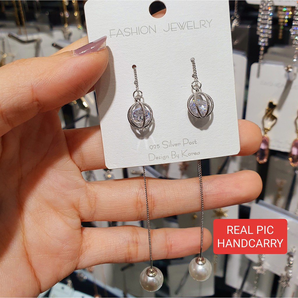 ANTING GANTUNG PANJANG KOREA PESTA MUTIARA PEARL BLINK BOLA GZ03