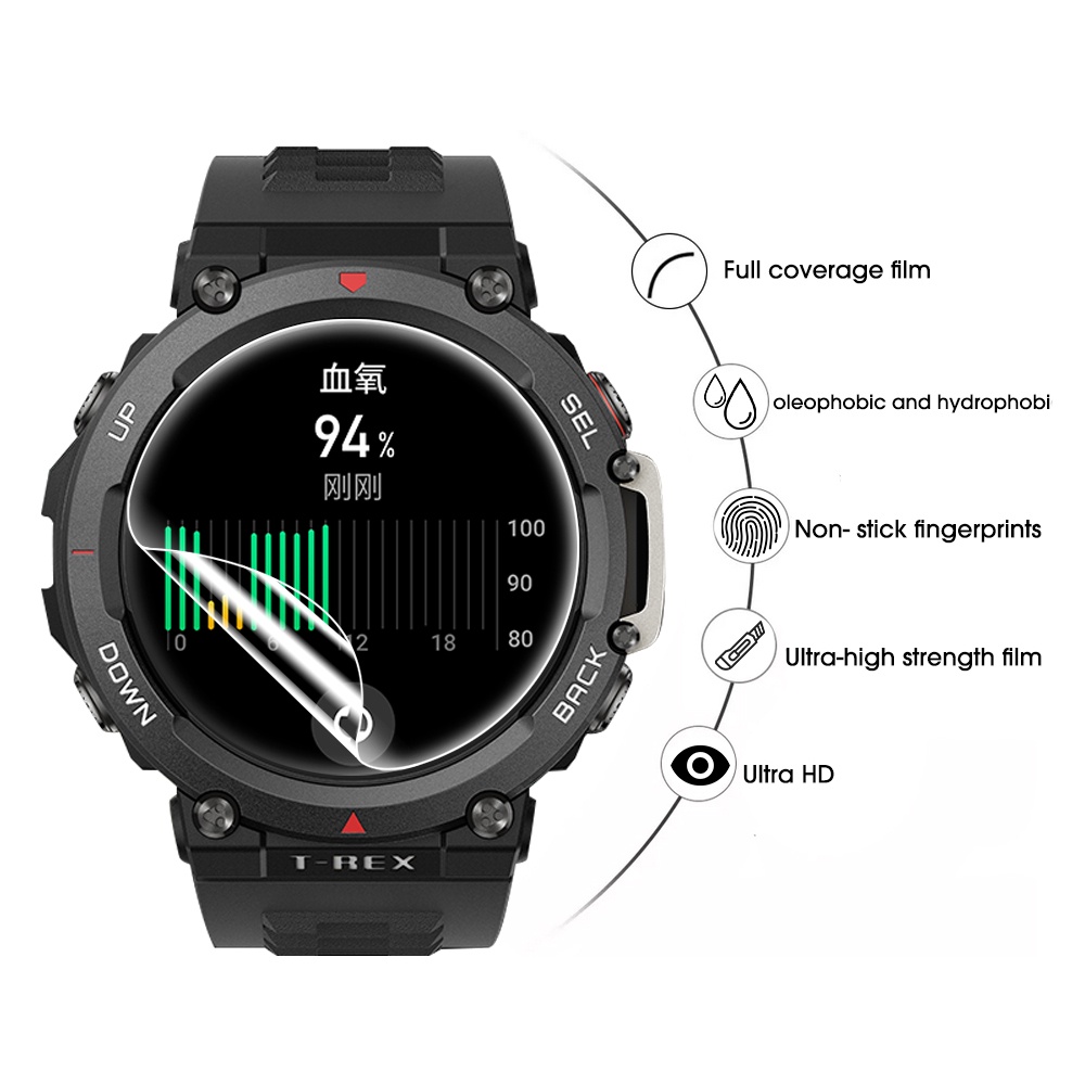 1 Pc Film Pelindung Layar Hydrogel Anti Gores Flexible Untuk SmartWatch Amazfit T-Rex2