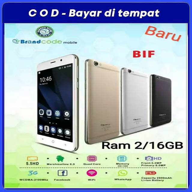 Brandcode B1f Ram 2gb Rom 16gb Layar 5 5 In Grs Resmi 1 Tahun Shopee Indonesia