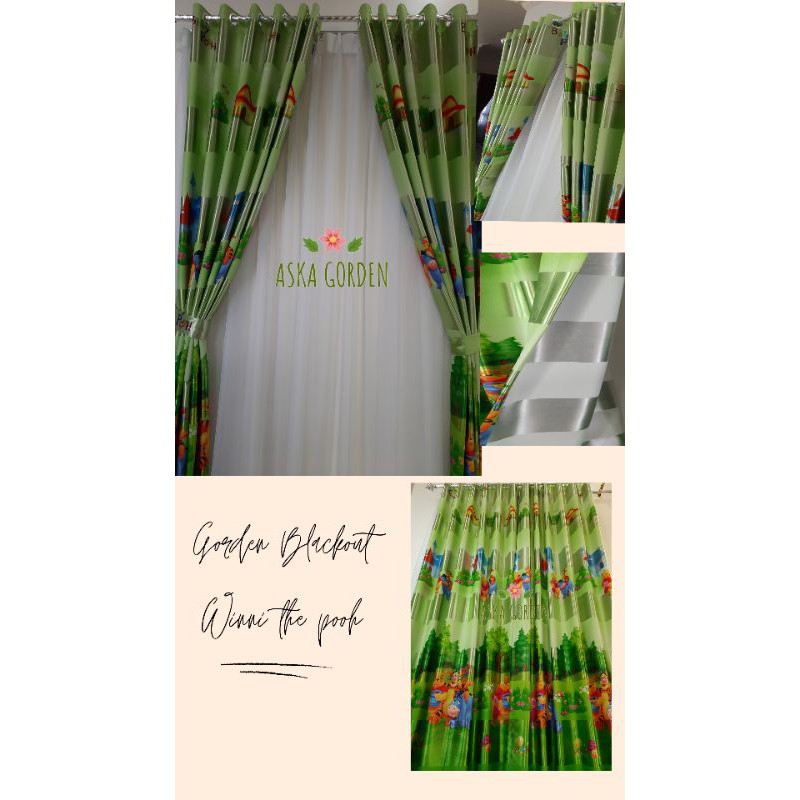 GORDEN BLACKOUT KAMAR ANAK TINGGI 220CM KARAKTER WINNIE THE POOH IMPORT PREMIUM PEREMPUAN/LAKI-LAKI