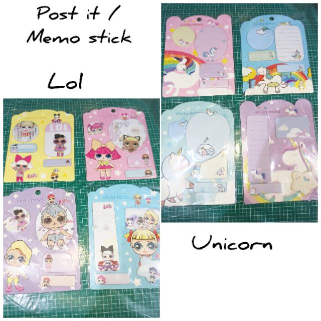 

Pembatas buku lol , unicorn / post it / memo stick / sticky notes lol