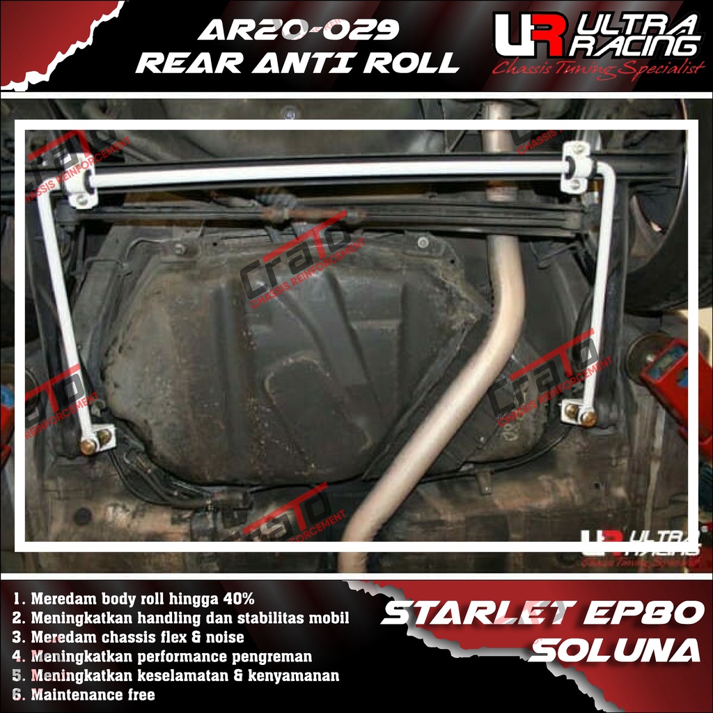 Aksesoris Stabiliser ULTRA RACING Safety Bar - Swaybar - Rear Anti Roll 20MM - Toyota Starlet EP80 E